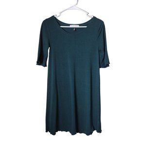 Planet Gold Top Womens Small Green Tunic Stretch School Work Play Solid Layer